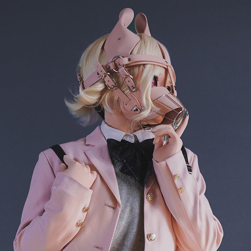 Human Muzzle Metal Pet Play with Metal Cage