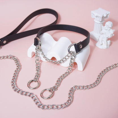 Absolute Command - Martingale Chain Bondage Collar with Lead For BDSM Play