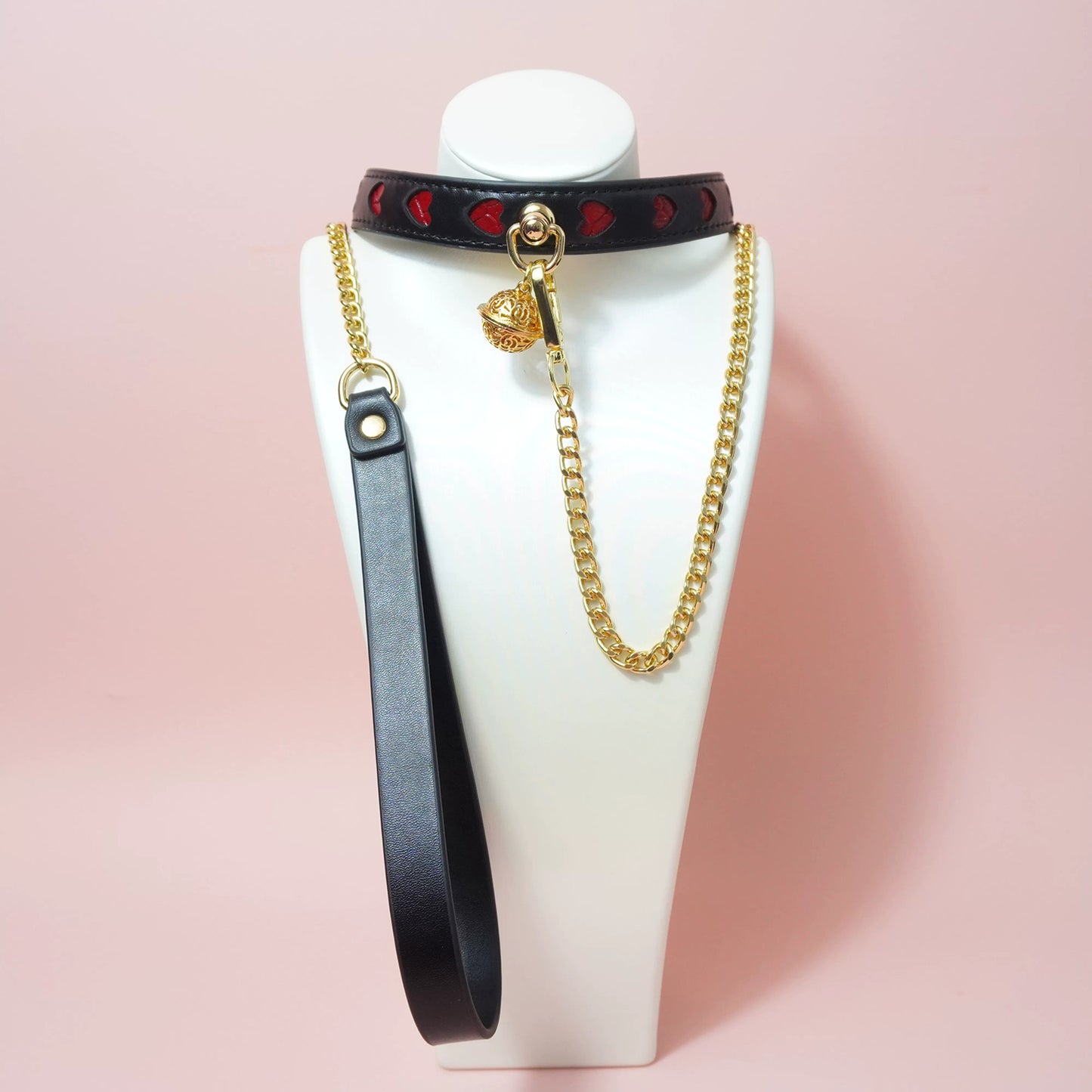 Premium Genuine Leather "Heart Cutout" Collar & Leash Set