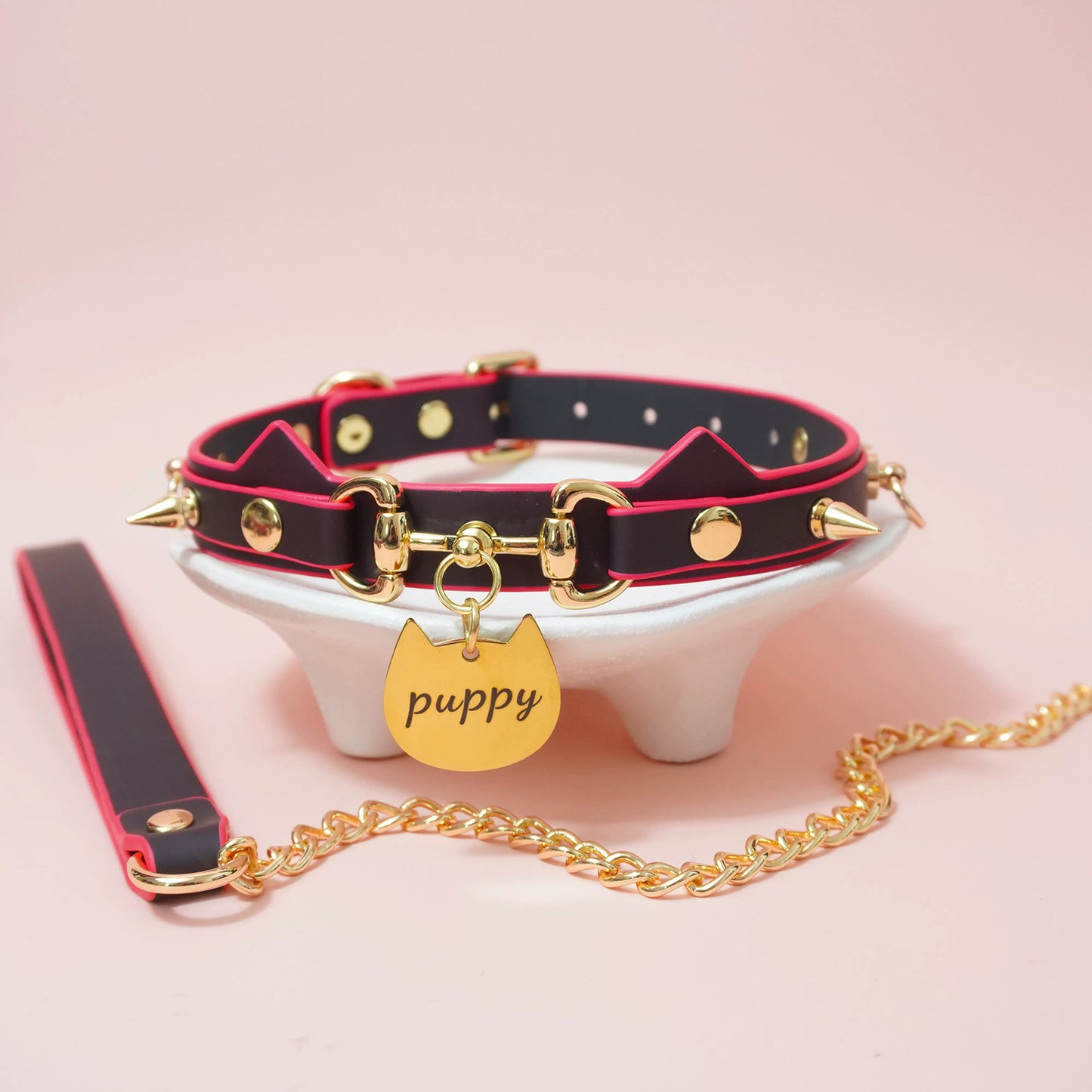 Heat-Reactive "Black to Red" Cat Ear Collar & Leash - Puppy Charm