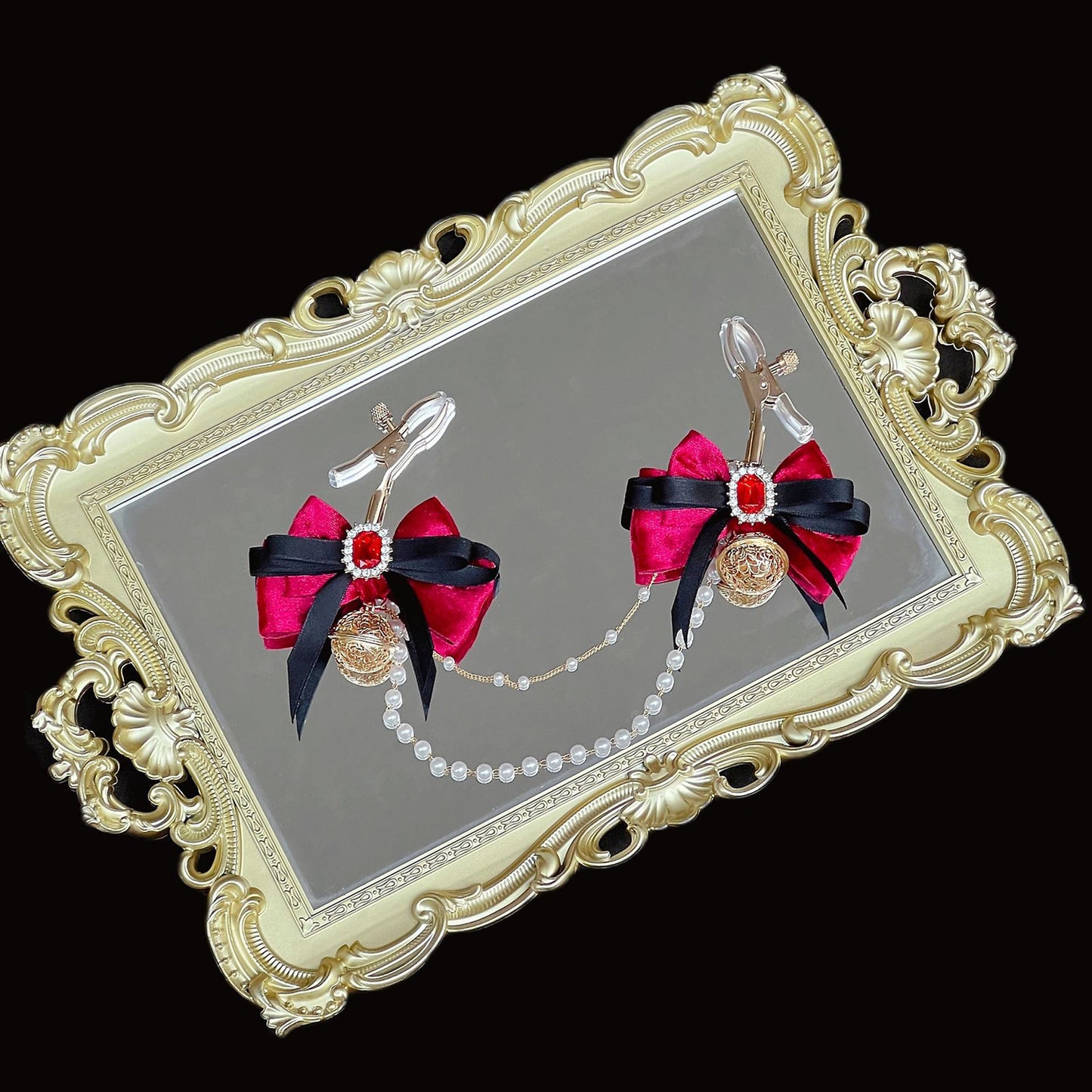 Romantic Ribbon Nipple Clamps with Teasing Chain - Adjustable (7 Colors)