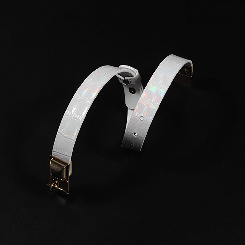 Pure Dominance - Premium White Leather BDSM Restraint Collar & Leash Set