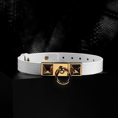 Pure Dominance - Premium White Leather BDSM Restraint Collar & Leash Set