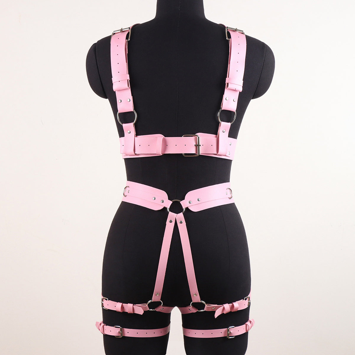 Pink Bondage Body Harness Set & Detachable Cuffs | Sexy Maker