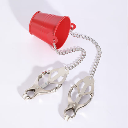 Central Bucket Y-Chain Nipple Clamps - Dual Inward Torment