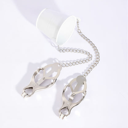 Central Bucket Y-Chain Nipple Clamps - Dual Inward Torment
