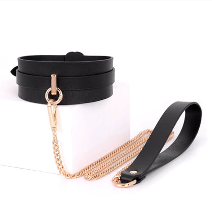 The Heavy Shackle: 5cm Extra-Wide Genuine Leather Collar & Leash Set