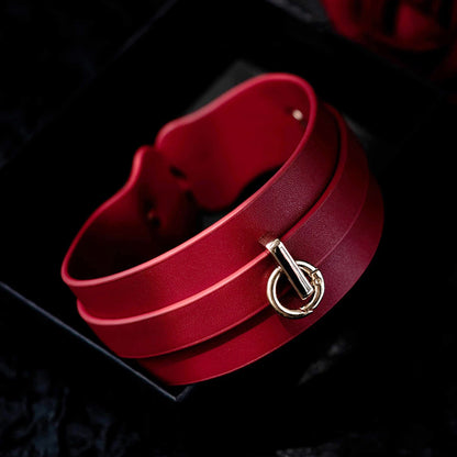 The Heavy Shackle: 5cm Extra-Wide Genuine Leather Collar & Leash Set