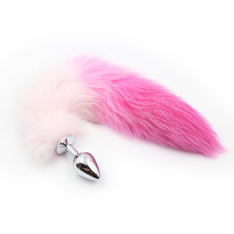 Metal Fox Tail Butt Plug Gradient Pink