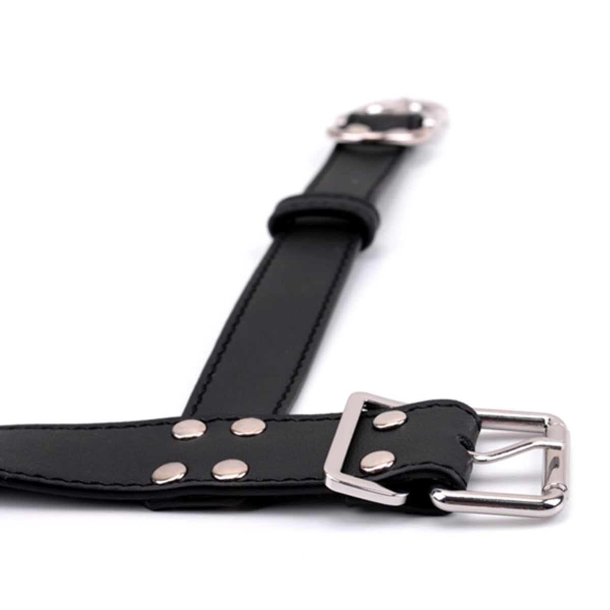 Slave Bondage Leather Neck to Wrist Back Restraint Collar with Handcuffs